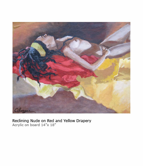 Reclining Nude on Red and Yellow Drapery painting